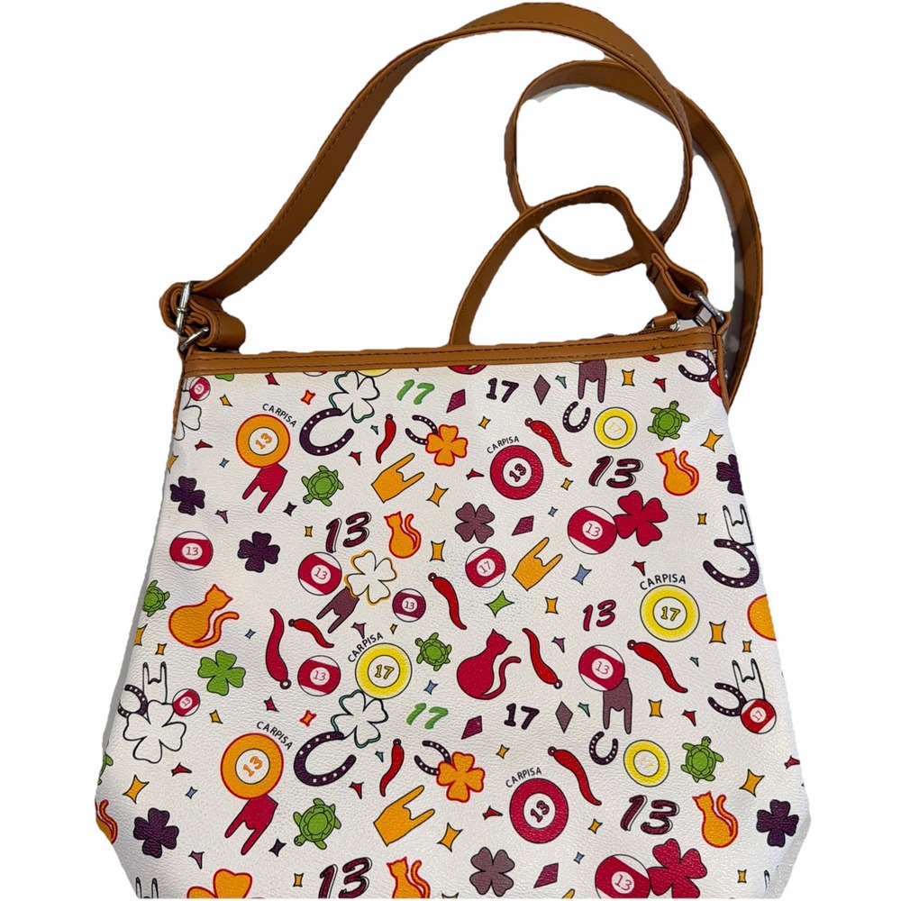 Carpisa Italia Crossbody Vegan Leather Bag Lucky Charms Superstition Magic Italy